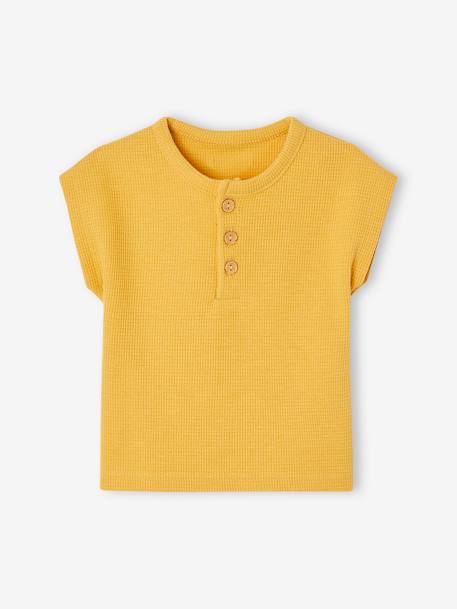 Baby T-Shirt mit Knopfleiste Oeko-Tex gelb 