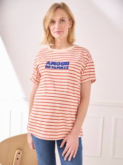 T-shirt rayé grossesse à message coton biologique