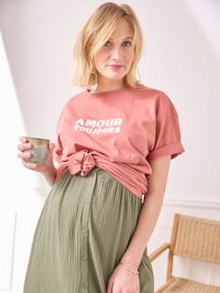 Vêtements de grossesse-T-shirt uni grossesse à message coton biologique