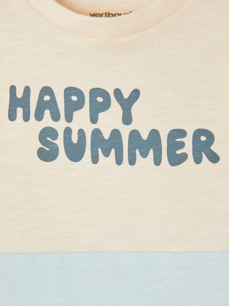 Tee-shirt colorblock bébé 'Happy summer' bleu ciel 