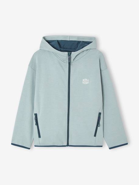 Sweat à capuche zippé sport garçon vert d'eau 