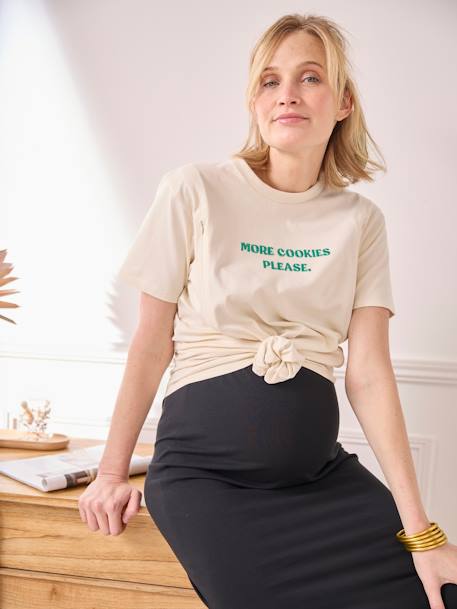 T-Shirt für Schwangerschaft & Stillzeit Bio-Baumwolle wollweiß 