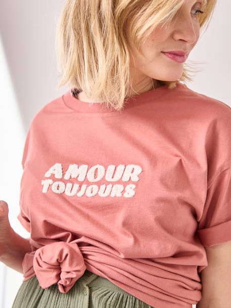 T-shirt uni grossesse à message coton biologique menthe+tomette 