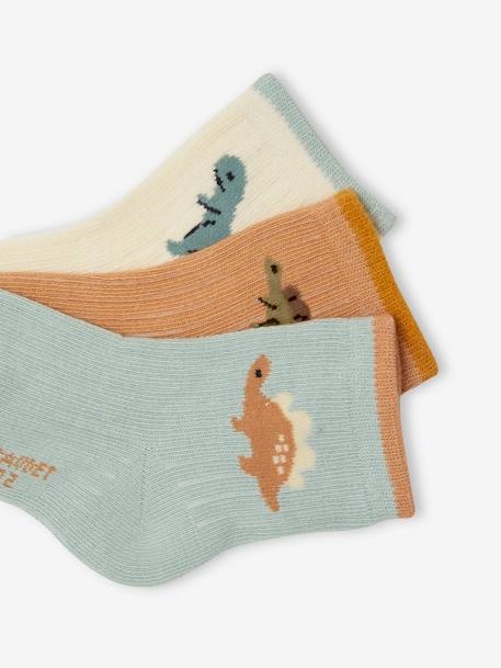 Lot de 3 paires de chaussettes dinos bébé garçon vert d'eau 