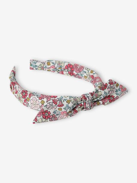 Mädchen Haarreif mit Blumenprint und Schleife rosa 