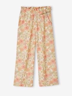 Pantalon large motifs fleurs fille