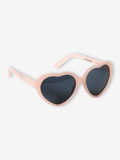 Lunettes de soleil forme coeurs fille noisette+rose 