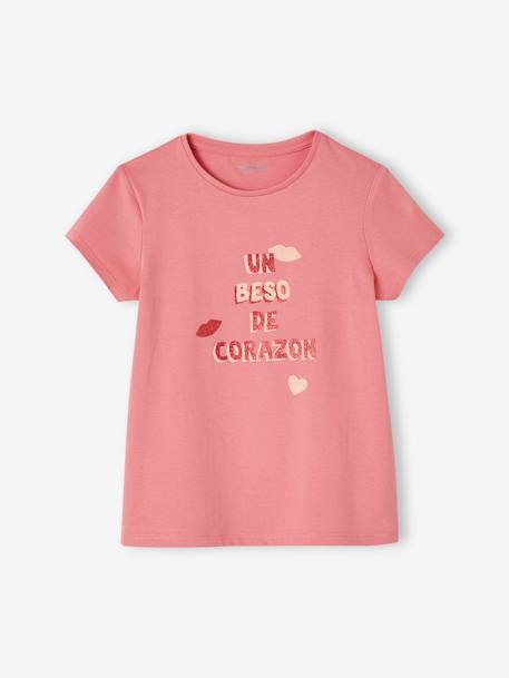 Mädchen T-Shirt, Message-Print bonbon rosa+erdbeer+hellblau+himmelblau+koralle+marine+rot+tannengrün+vanille 