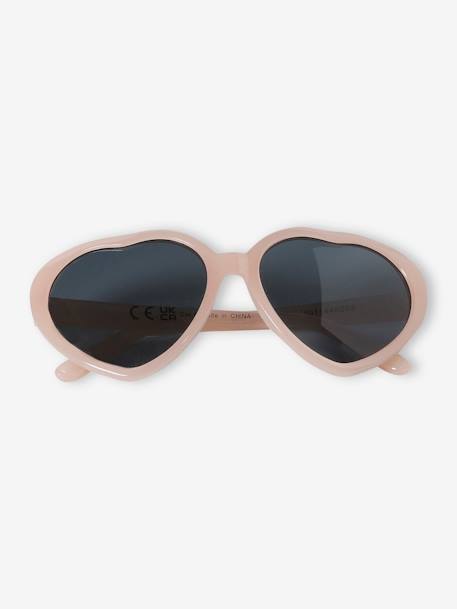 Mädchen Sonnenbrille in Herzform hellbraun+rosa 