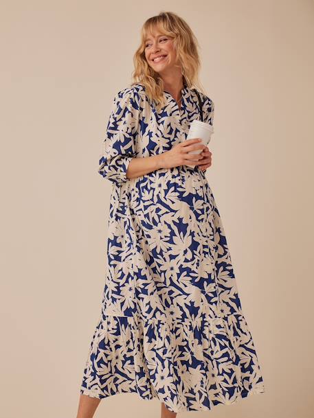 Langes Boho-Kleid für Schwangerschaft & Stillzeit ENVIE DE FRAISE granatapfel+königsblau 