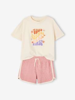 T-shirts & Blusen-Mädchen-Shorts-Mädchen-Set: T-Shirt & Frottee-Shorts Oeko-Tex