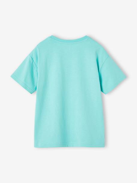 Tee-shirt motif vacances gaçon encre+mandarine+turquoise 