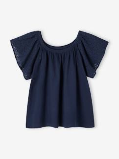 Fille-T-shirt, sous-pull-Tee-shirt manches en broderies anglaises fille
