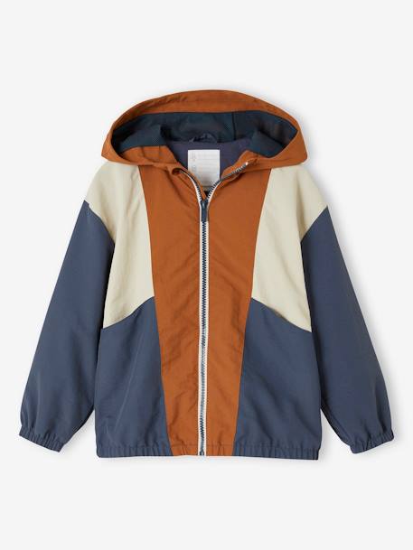 Jungen Anorak, Colorblock-Style blau+wasserblau 