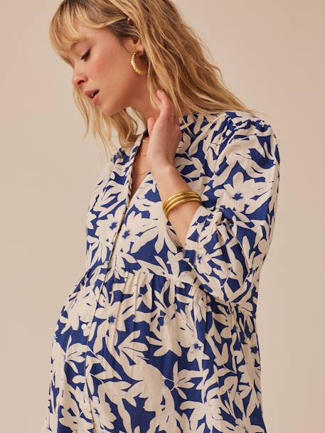 Langes Boho-Kleid für Schwangerschaft & Stillzeit ENVIE DE FRAISE granatapfel+königsblau 
