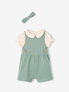 les personnalisables-de-Baby-Set-Mädchen Baby-Set: T-Shirt, Kurzoverall & Haarband