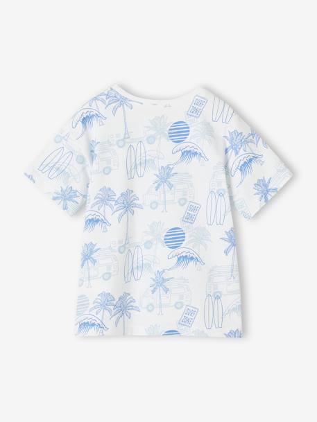 Jungen T-Shirt mit Recycling-Baumwolle grün bedruckt+schieferblau+weiß bedruckt 