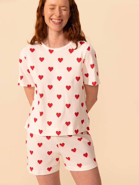 Pyjacourt coeur en coton femme PETIT BATEAU blanc 