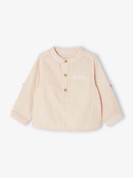 Ensemble cérémonie bébé : chemise + short + bretelles taupe 