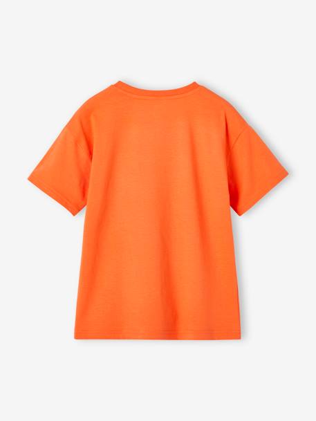 Tee-shirt motif vacances gaçon encre+mandarine+turquoise 