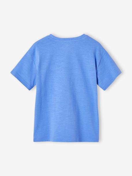 Tee-shirt motif animal ludique garçon blanc+bleu azur+turquoise 