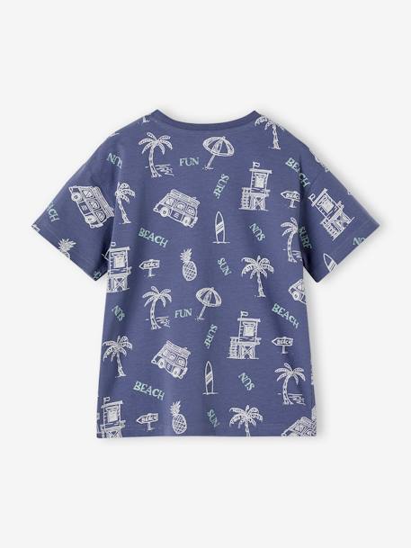 Jungen T-Shirt mit Recycling-Baumwolle grün bedruckt+schieferblau+weiß bedruckt 