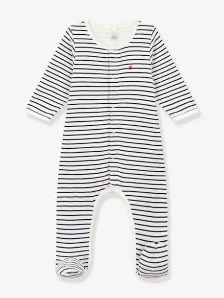 Body pyjama à rayures en coton bébé PETIT BATEAU marine 