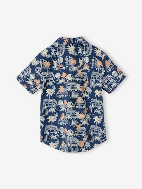 Chemise motifs surf garçon bleu imprimé 