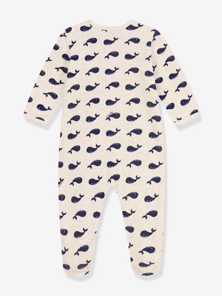 Baby Samt-Strampler PETIT BATEAU, Bio-Baumwolle beige meliert 