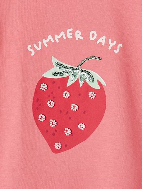 Mädchen T-Shirt mit Pailletten Oeko-Tex erdbeer+mandarine+wollweiß 