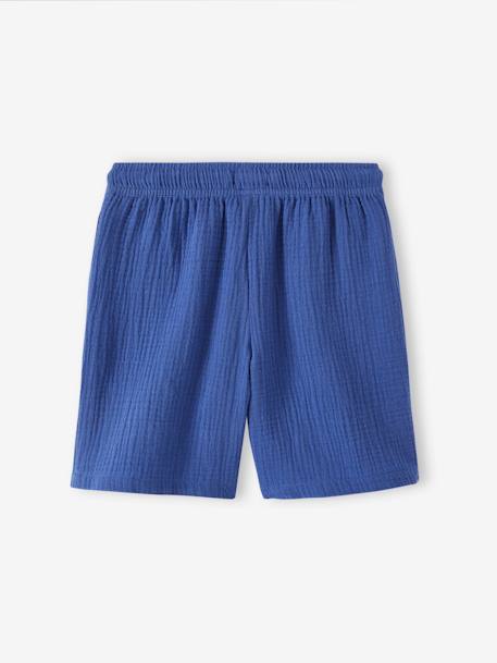 Jungen Shorts aus Musselin elektrisch blau+grün 