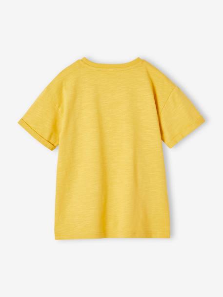 Tee-shirt motif vintage garçon manches courtes roulottées jaune 