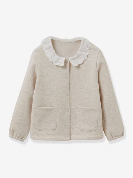 Cardigan en molleton fille - coton bio CYRILLUS écru 