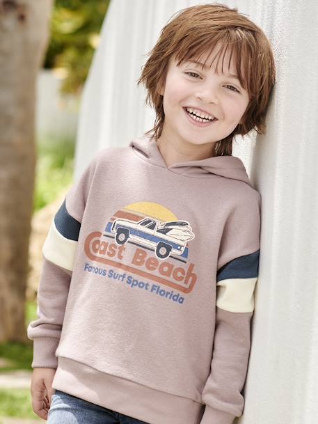 Jungen Kapuzensweatshirt mit Colorblock-Ärmeln Oeko-Tex mauve+ocker 