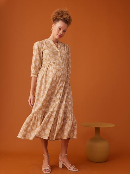 Langes Boho-Kleid für Schwangerschaft & Stillzeit ENVIE DE FRAISE gelb 