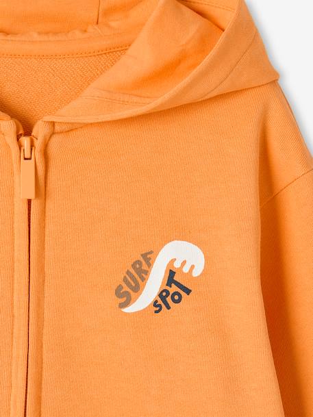 Sweat zippé à capuche motif surf au dos garçon orange 