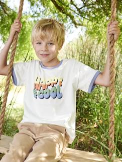 Junge-T-Shirt, Poloshirt, Unterziehpulli-T-Shirt-Jungen T-Shirt „Happy & cool“ Oeko-Tex