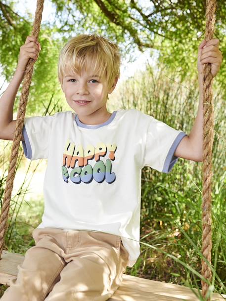 Tee-shirt motif 'Happy & cool' garçon sable 