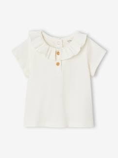 Baby-Mädchen Baby T-Shirt mit Zierkragen Oeko-Tex