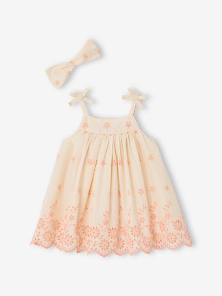 Mädchen Baby-Set: Kleid & Haarband wollweiß 