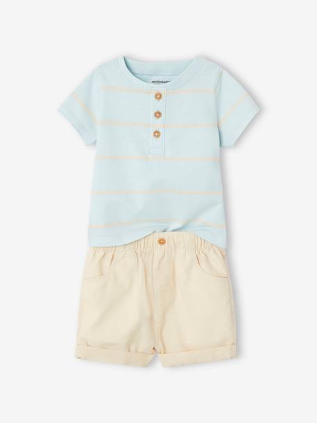 Ensemble T-shirt et short bébé bleu ciel 