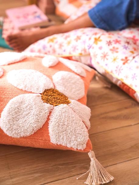 Kinderzimmer Kissen MARGERITEN mit Pompons mehrfarbig 