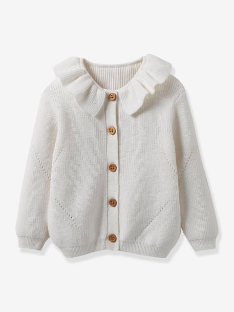 Cardigan bébé coton bio et laine CYRILLUS écru 