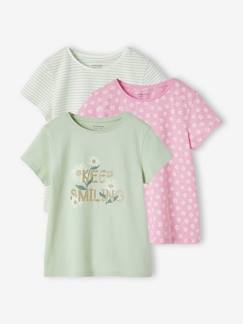 Vêtements en lot-Fille-T-shirt, sous-pull-Lot de 3 T-shirts assortis fille détails irisés