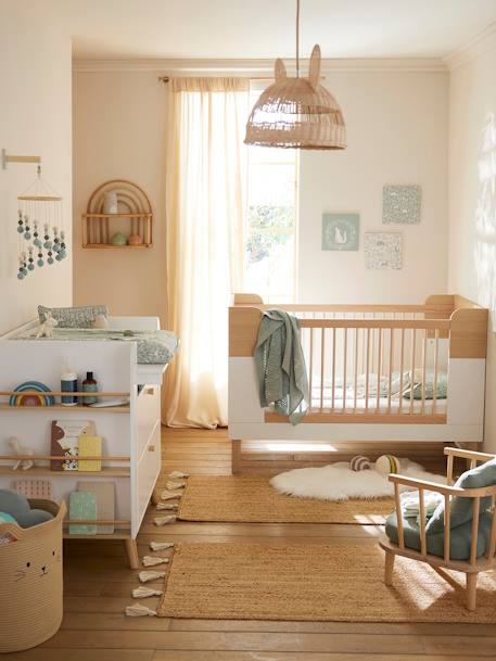 Kinderzimmer Jute-Teppich mit Pompons natur 