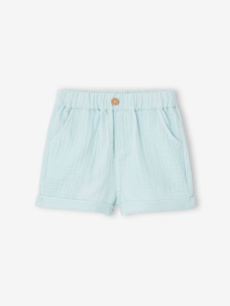 Short en gaze de coton bébé bleu+bleu roi+écru 