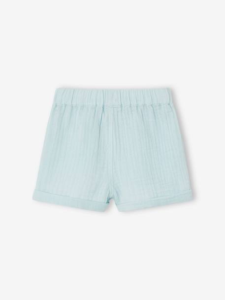 Baby Musselin-Shorts blau+königsblau+wollweiß 