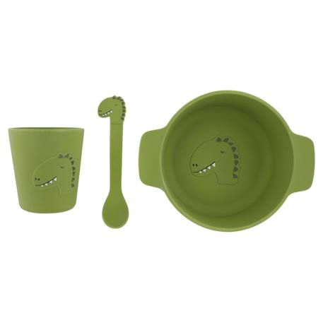 Ensemble repas 3 pièces 1er âge TRIXIE Animal en silicone jaune+vert 