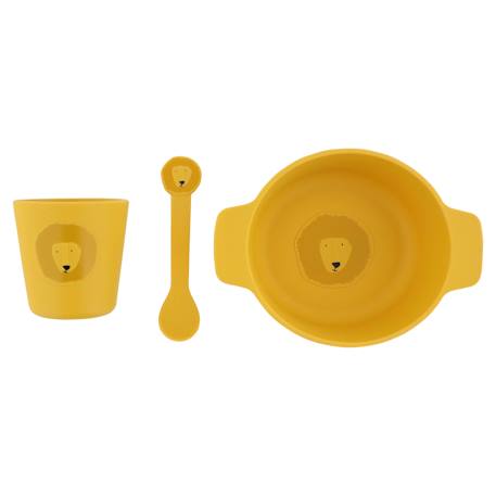 Ensemble repas 3 pièces 1er âge TRIXIE Animal en silicone jaune+vert 