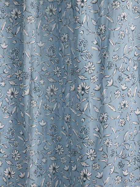 Ciel de lit en coton lavable motif fleur INDIA bleu imprimé 